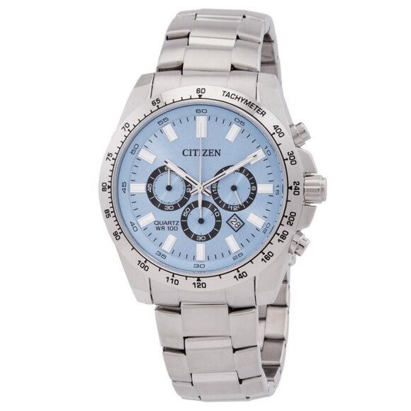 NWT Authentic Citizen Chronograph Quartz Blue Dial Watch - Picture 1 of 3